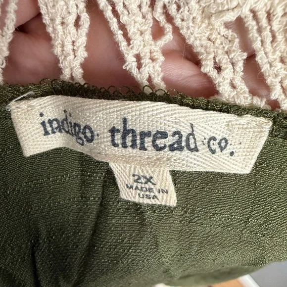 Indigo Thread Co. Open Front Boho Crochet ! Fringe Lightweight Kimono Sz 2X - Picture 5 of 5